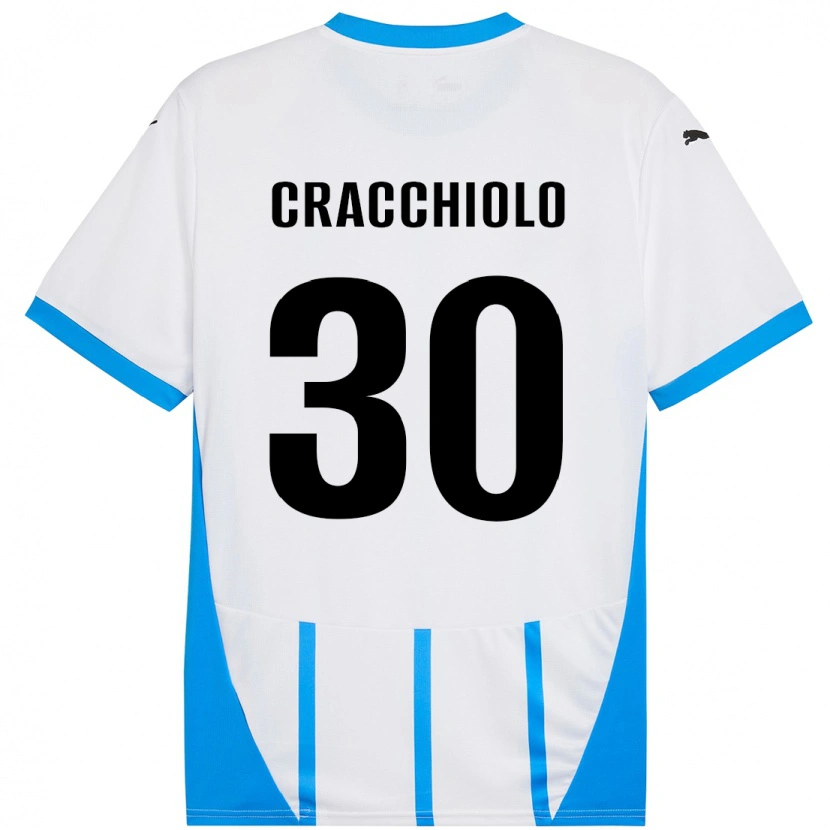 Danxen Mann Leonardo Cracchiolo #30 Hvit Blå Bortetrøye Drakt Trøye 2024/25 Skjorter T-Skjorte