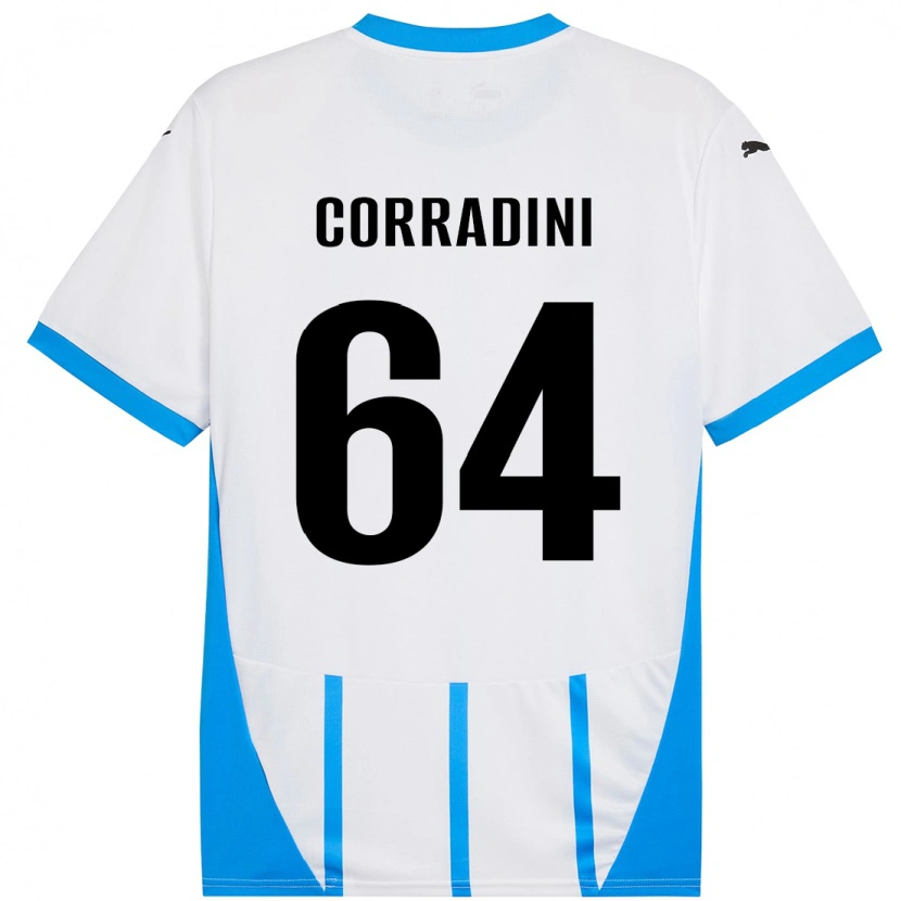 Danxen Mann Francesco Corradini #64 Hvit Blå Bortetrøye Drakt Trøye 2024/25 Skjorter T-Skjorte