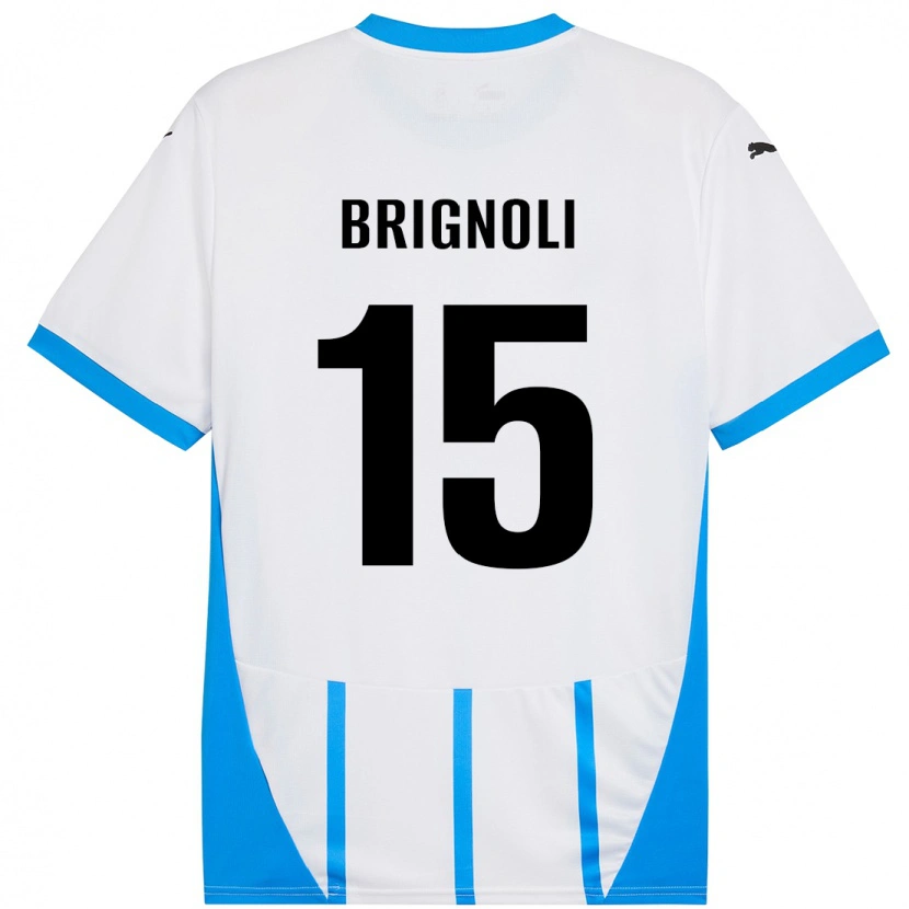 Danxen Mann Benedetta Brignoli #15 Hvit Blå Bortetrøye Drakt Trøye 2024/25 Skjorter T-Skjorte
