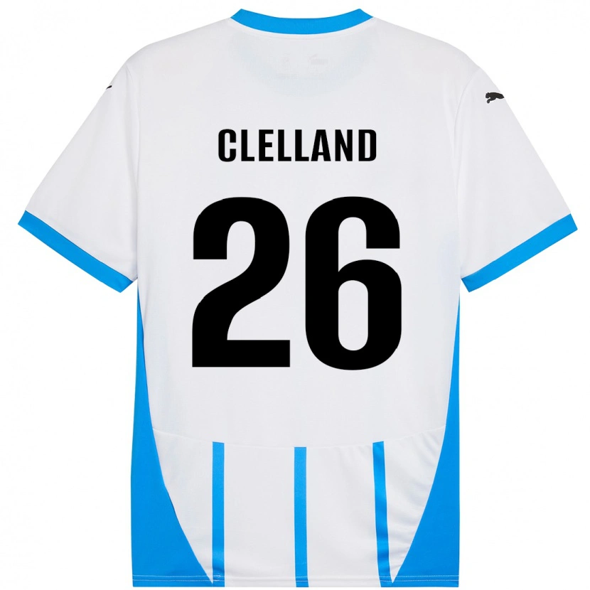 Danxen Mann Lana Clelland #26 Hvit Blå Bortetrøye Drakt Trøye 2024/25 Skjorter T-Skjorte