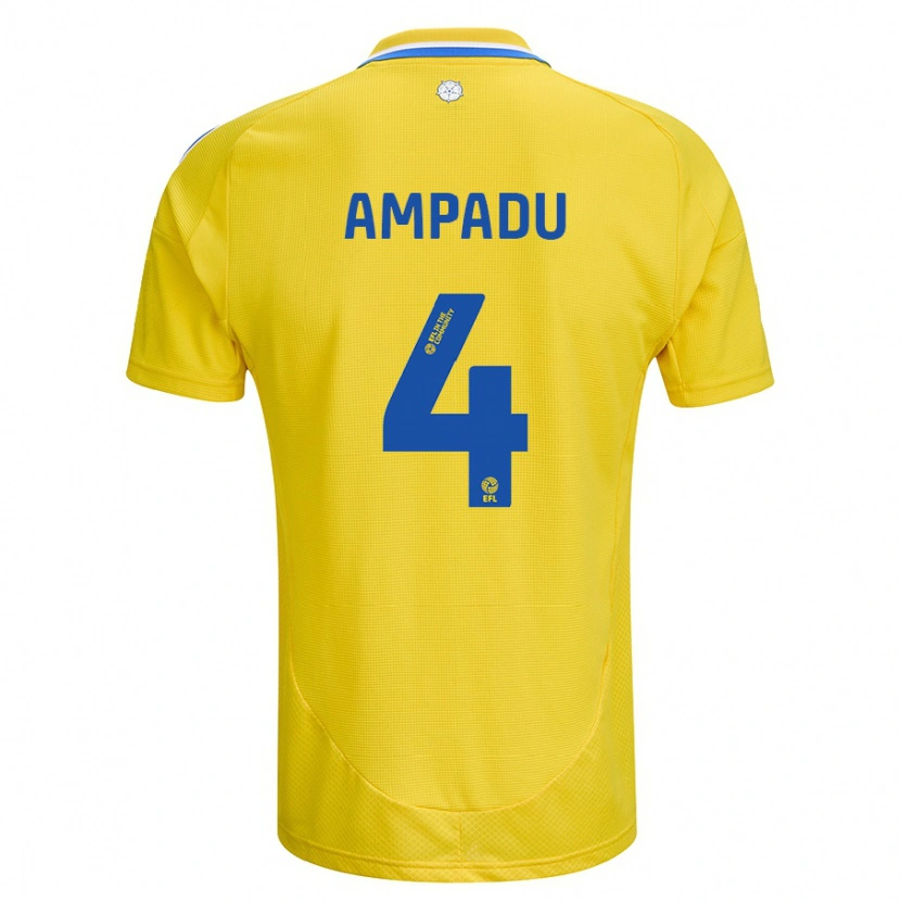 Danxen Mann Ethan Ampadu #4 Gul Blå Bortetrøye Drakt Trøye 2024/25 Skjorter T-Skjorte