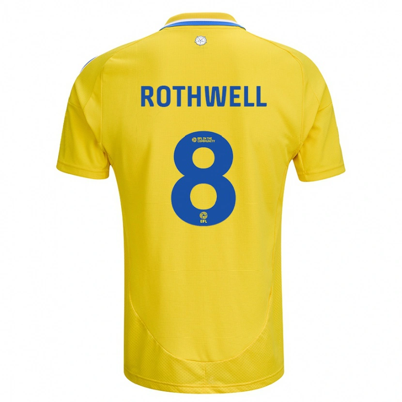 Danxen Mann Joe Rothwell #8 Gul Blå Bortetrøye Drakt Trøye 2024/25 Skjorter T-Skjorte