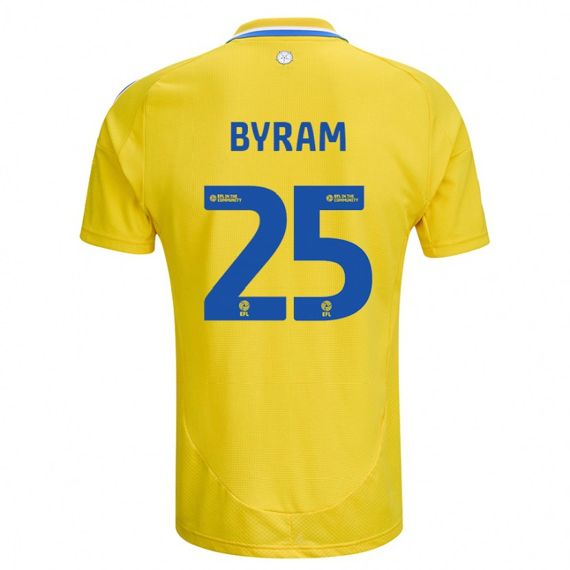 Danxen Mann Sam Byram #25 Gul Blå Bortetrøye Drakt Trøye 2024/25 Skjorter T-Skjorte