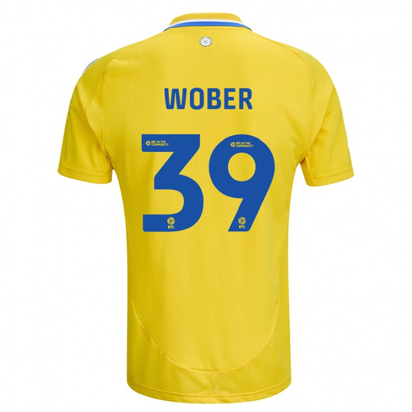 Danxen Mann Maximilian Wöber #39 Gul Blå Bortetrøye Drakt Trøye 2024/25 Skjorter T-Skjorte