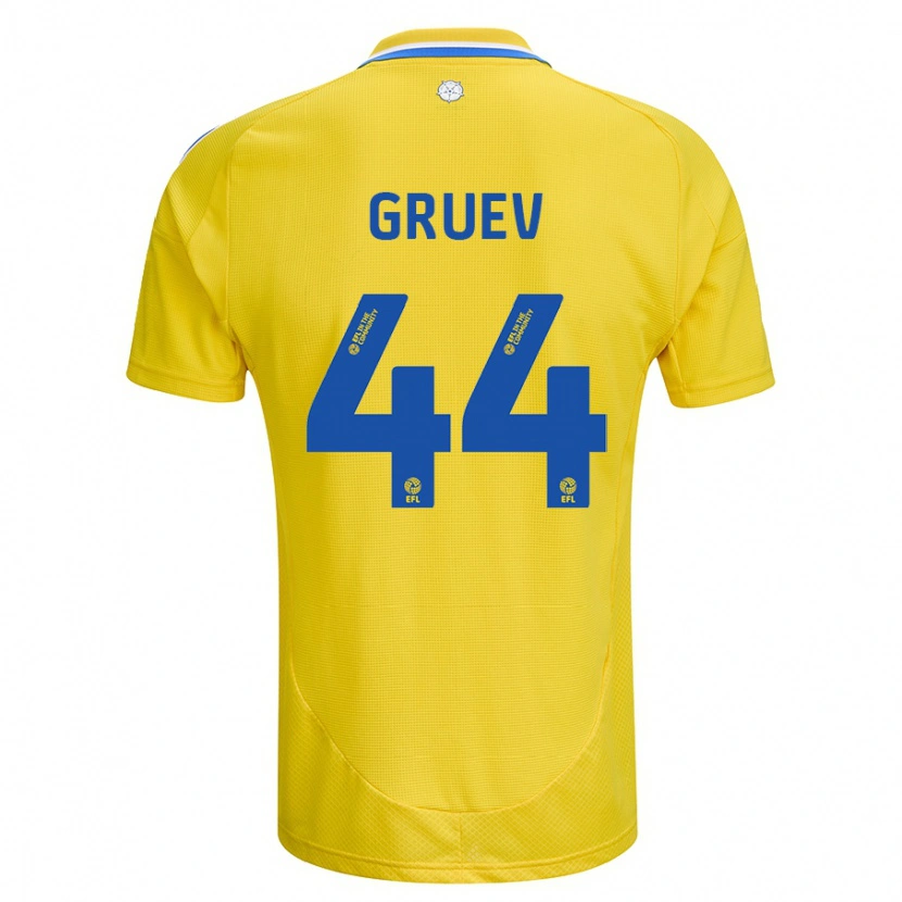 Danxen Mann Ilia Gruev #44 Gul Blå Bortetrøye Drakt Trøye 2024/25 Skjorter T-Skjorte