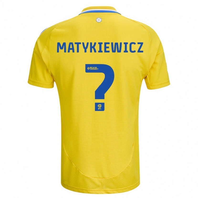 Danxen Mann Luke Matykiewicz #0 Gul Blå Bortetrøye Drakt Trøye 2024/25 Skjorter T-Skjorte