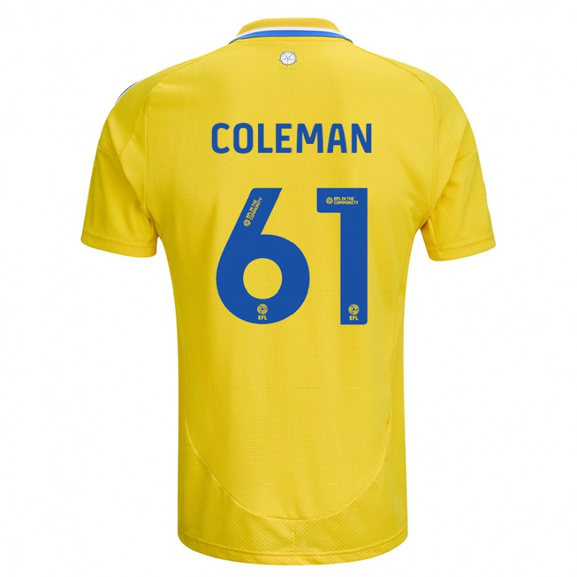 Danxen Mann Cian Coleman #61 Gul Blå Bortetrøye Drakt Trøye 2024/25 Skjorter T-Skjorte