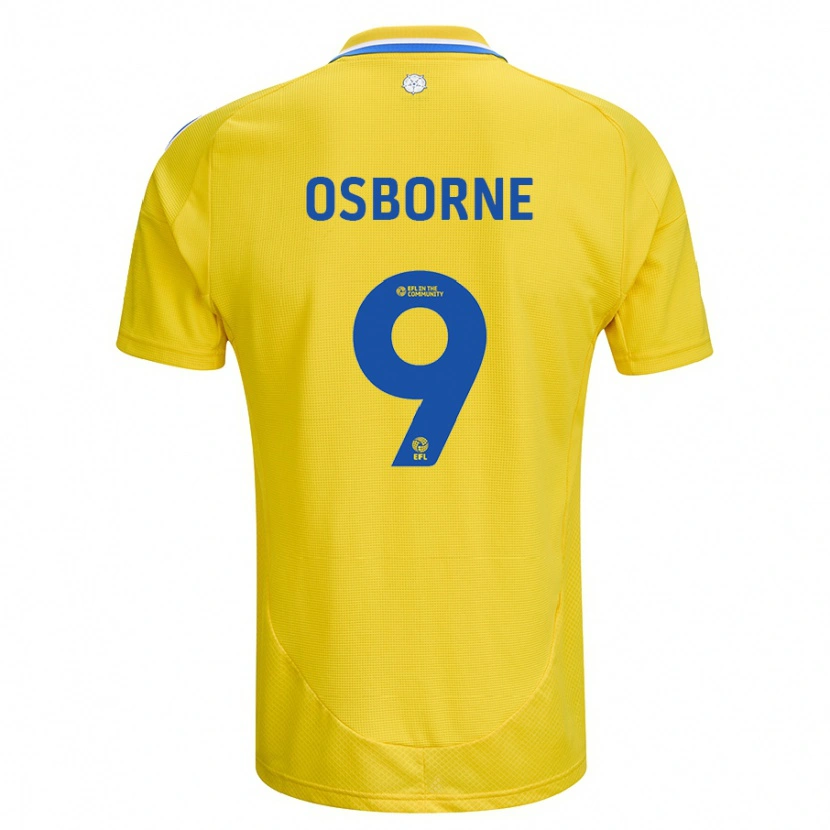Danxen Mann Jemimah Osborne #9 Gul Blå Bortetrøye Drakt Trøye 2024/25 Skjorter T-Skjorte