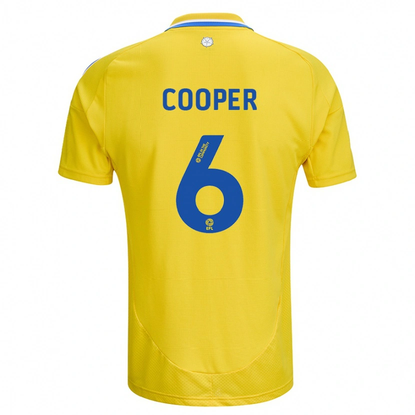Danxen Mann Liam Cooper #6 Gul Blå Bortetrøye Drakt Trøye 2024/25 Skjorter T-Skjorte