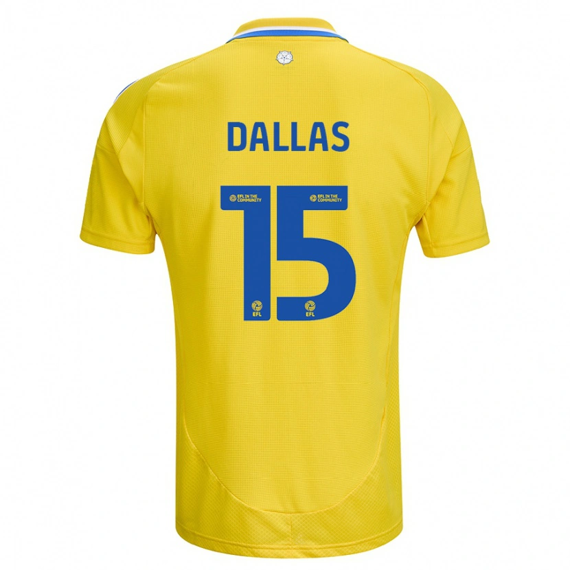 Danxen Mann Stuart Dallas #15 Gul Blå Bortetrøye Drakt Trøye 2024/25 Skjorter T-Skjorte