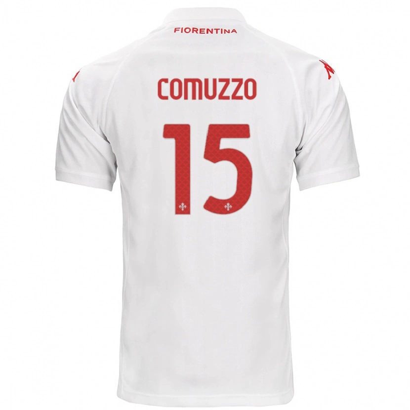 Danxen Mann Pietro Comuzzo #15 Hvit Bortetrøye Drakt Trøye 2024/25 Skjorter T-Skjorte