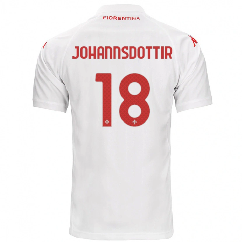 Danxen Mann Alexandra Jóhannsdóttir #18 Hvit Bortetrøye Drakt Trøye 2024/25 Skjorter T-Skjorte