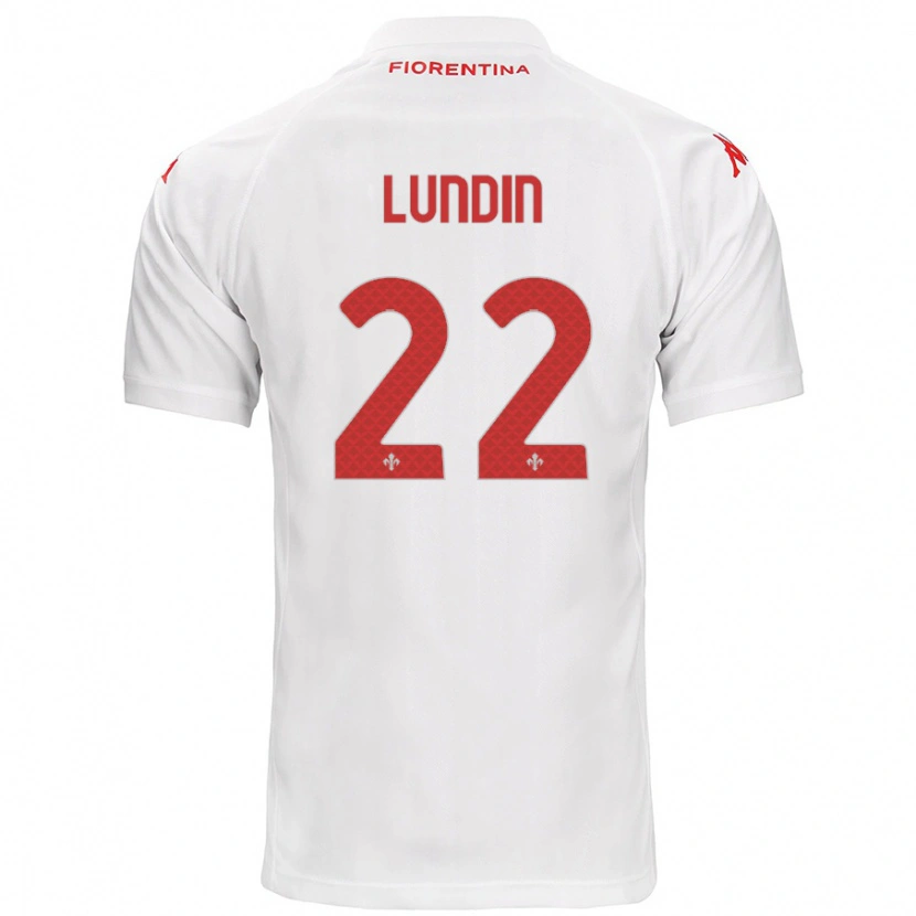 Danxen Mann Karin Lundin #22 Hvit Bortetrøye Drakt Trøye 2024/25 Skjorter T-Skjorte