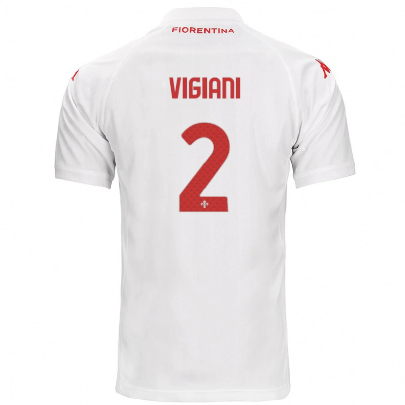 Danxen Mann Lorenzo Vigiani #2 Hvit Bortetrøye Drakt Trøye 2024/25 Skjorter T-Skjorte