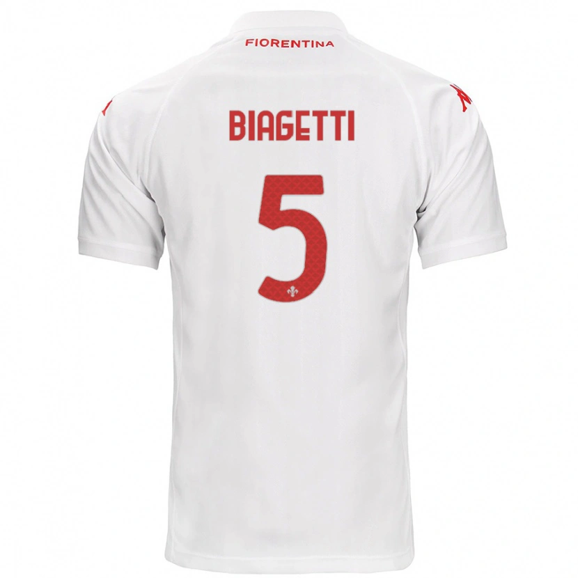 Danxen Mann Christian Biagetti #5 Hvit Bortetrøye Drakt Trøye 2024/25 Skjorter T-Skjorte