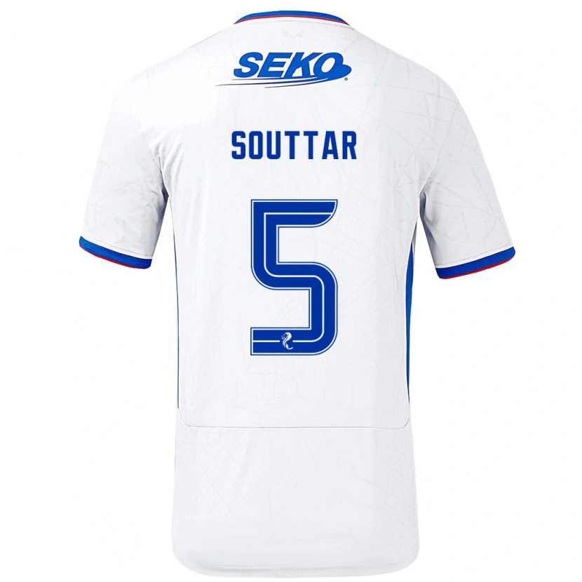 Danxen Mann John Souttar #5 Hvit Blå Bortetrøye Drakt Trøye 2024/25 Skjorter T-Skjorte
