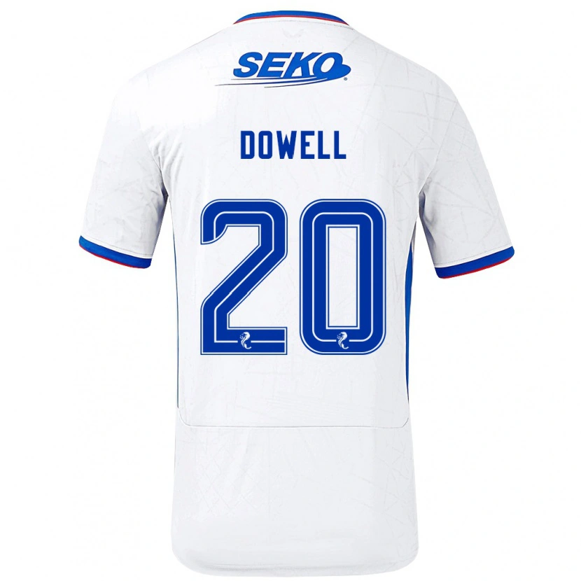 Danxen Mann Kieran Dowell #20 Hvit Blå Bortetrøye Drakt Trøye 2024/25 Skjorter T-Skjorte