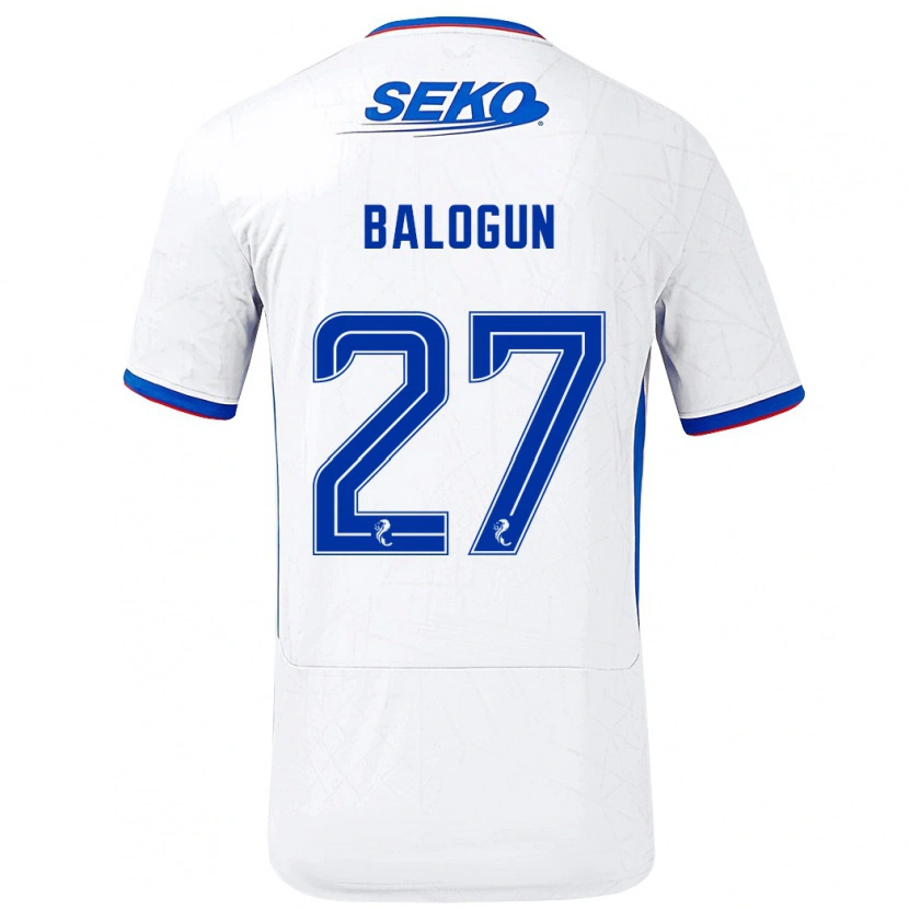 Danxen Mann Leon Balogun #27 Hvit Blå Bortetrøye Drakt Trøye 2024/25 Skjorter T-Skjorte
