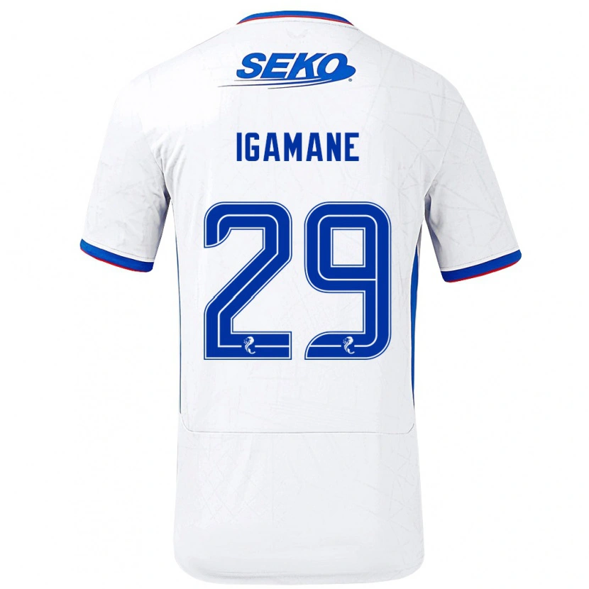 Danxen Mann Hamza Igamane #29 Hvit Blå Bortetrøye Drakt Trøye 2024/25 Skjorter T-Skjorte