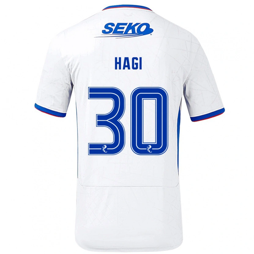 Danxen Mann Ianis Hagi #30 Hvit Blå Bortetrøye Drakt Trøye 2024/25 Skjorter T-Skjorte
