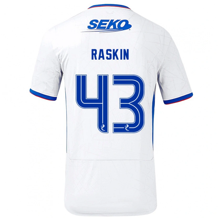 Danxen Mann Nicolas Raskin #43 Hvit Blå Bortetrøye Drakt Trøye 2024/25 Skjorter T-Skjorte