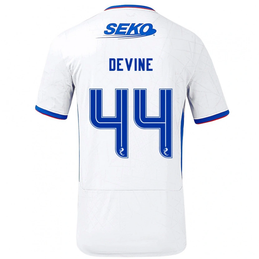 Danxen Mann Adam Devine #44 Hvit Blå Bortetrøye Drakt Trøye 2024/25 Skjorter T-Skjorte