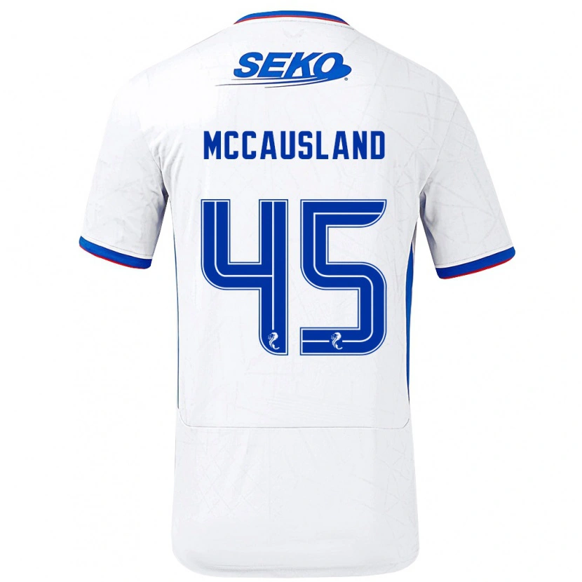 Danxen Mann Ross Mccausland #45 Hvit Blå Bortetrøye Drakt Trøye 2024/25 Skjorter T-Skjorte