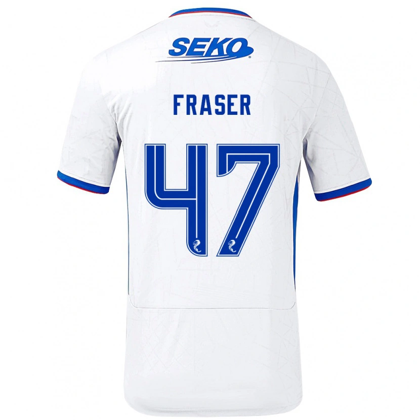 Danxen Mann Robbie Fraser #47 Hvit Blå Bortetrøye Drakt Trøye 2024/25 Skjorter T-Skjorte