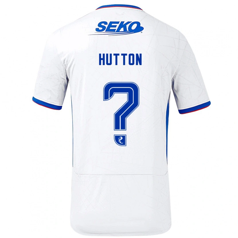 Danxen Mann Zander Hutton #0 Hvit Blå Bortetrøye Drakt Trøye 2024/25 Skjorter T-Skjorte