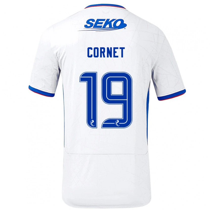 Danxen Mann Chelsea Cornet #19 Hvit Blå Bortetrøye Drakt Trøye 2024/25 Skjorter T-Skjorte