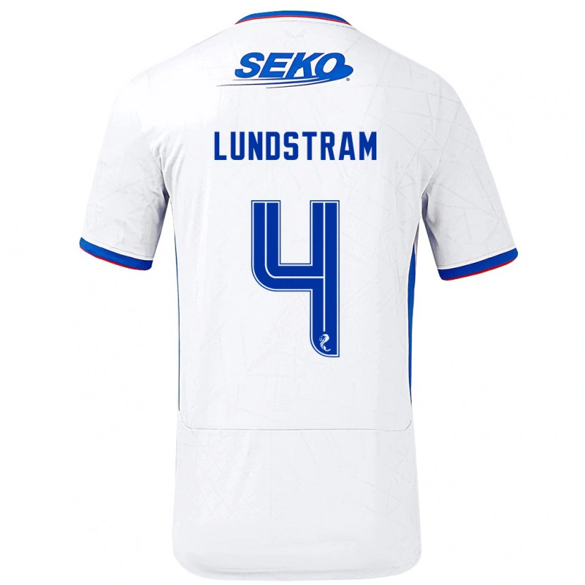 Danxen Mann John Lundstram #4 Hvit Blå Bortetrøye Drakt Trøye 2024/25 Skjorter T-Skjorte