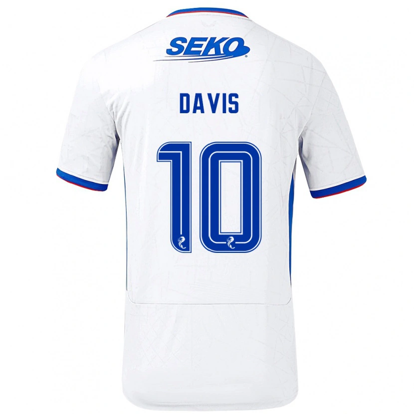 Danxen Mann Steven Davis #10 Hvit Blå Bortetrøye Drakt Trøye 2024/25 Skjorter T-Skjorte