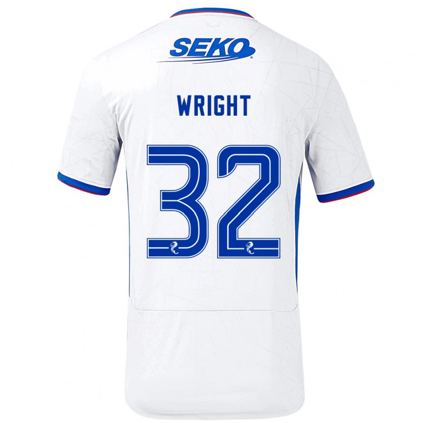 Danxen Mann Kieran Wright #32 Hvit Blå Bortetrøye Drakt Trøye 2024/25 Skjorter T-Skjorte