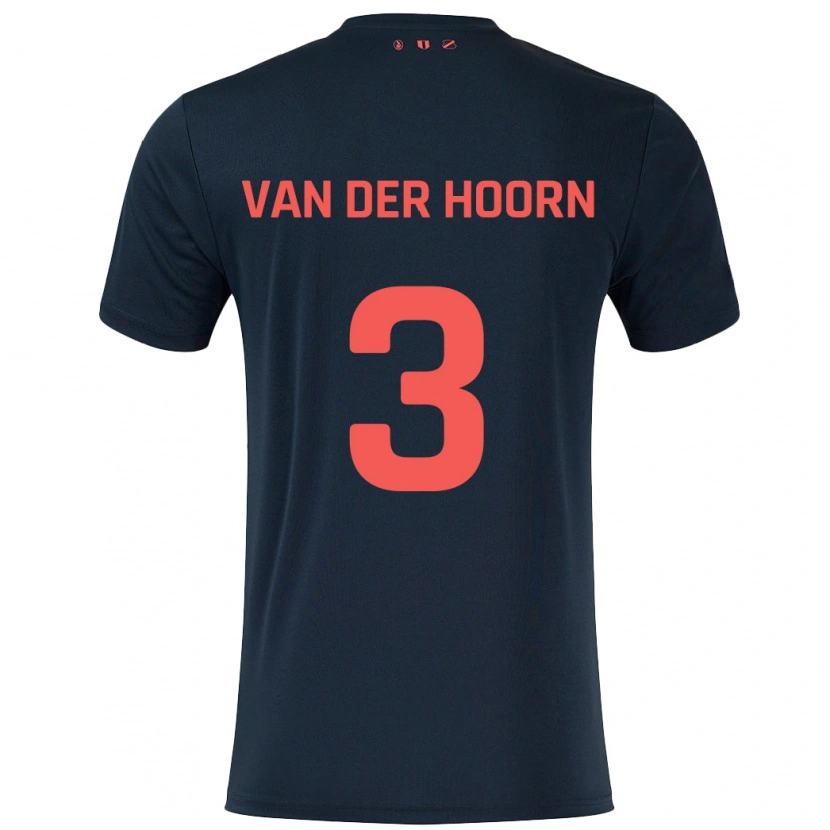 Danxen Mann Mike Van Der Hoorn #3 Svart Rød Bortetrøye Drakt Trøye 2024/25 Skjorter T-Skjorte