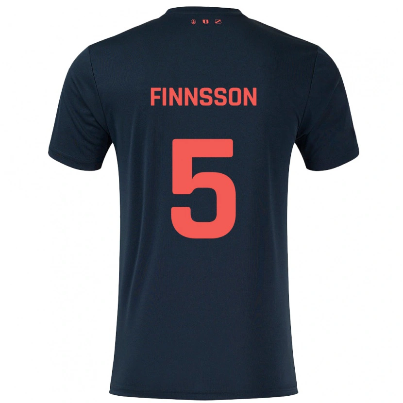 Danxen Mann Kolbeinn Finnsson #5 Svart Rød Bortetrøye Drakt Trøye 2024/25 Skjorter T-Skjorte