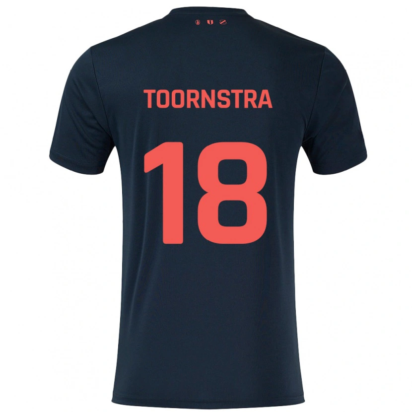 Danxen Mann Jens Toornstra #18 Svart Rød Bortetrøye Drakt Trøye 2024/25 Skjorter T-Skjorte