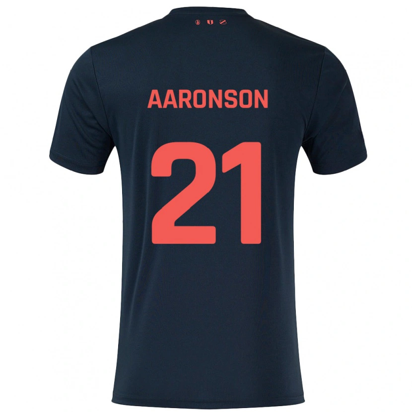Danxen Mann Paxten Aaronson #21 Svart Rød Bortetrøye Drakt Trøye 2024/25 Skjorter T-Skjorte