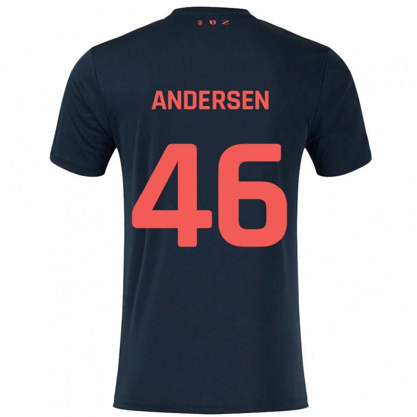 Danxen Mann Silas Andersen #46 Svart Rød Bortetrøye Drakt Trøye 2024/25 Skjorter T-Skjorte