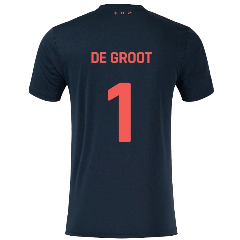 Danxen Mann Jasmijn De Groot #1 Svart Rød Bortetrøye Drakt Trøye 2024/25 Skjorter T-Skjorte