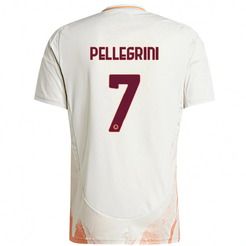 Danxen Mann Lorenzo Pellegrini #7 Kremhvit Oransje Bortetrøye Drakt Trøye 2024/25 Skjorter T-Skjorte