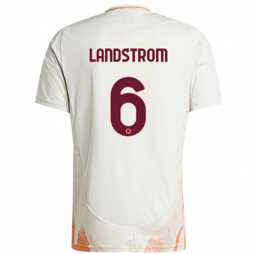 Danxen Mann Elin Landstrom #6 Kremhvit Oransje Bortetrøye Drakt Trøye 2024/25 Skjorter T-Skjorte