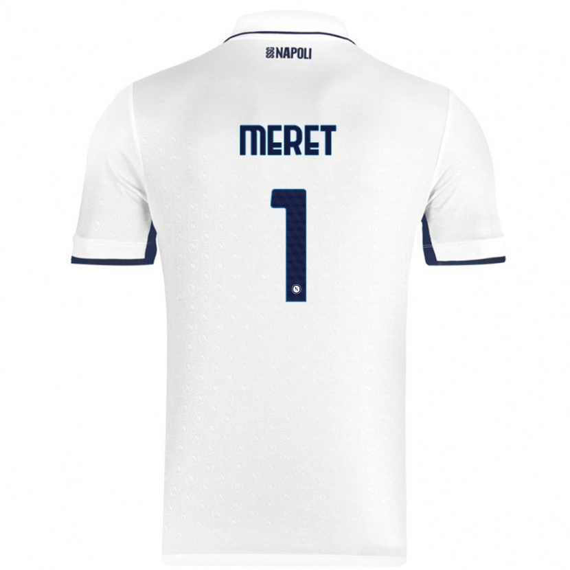 Danxen Mann Alex Meret #1 Hvit Kongeblå Bortetrøye Drakt Trøye 2024/25 Skjorter T-Skjorte