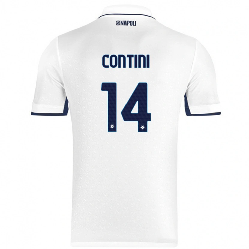 Danxen Mann Nikita Contini #14 Hvit Kongeblå Bortetrøye Drakt Trøye 2024/25 Skjorter T-Skjorte
