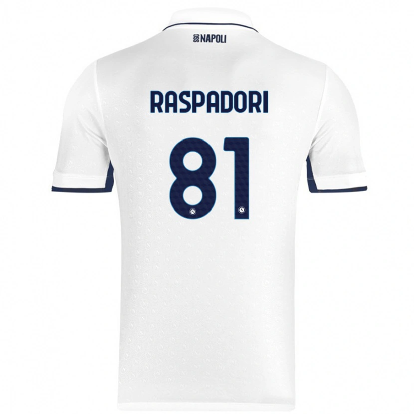 Danxen Mann Giacomo Raspadori #81 Hvit Kongeblå Bortetrøye Drakt Trøye 2024/25 Skjorter T-Skjorte