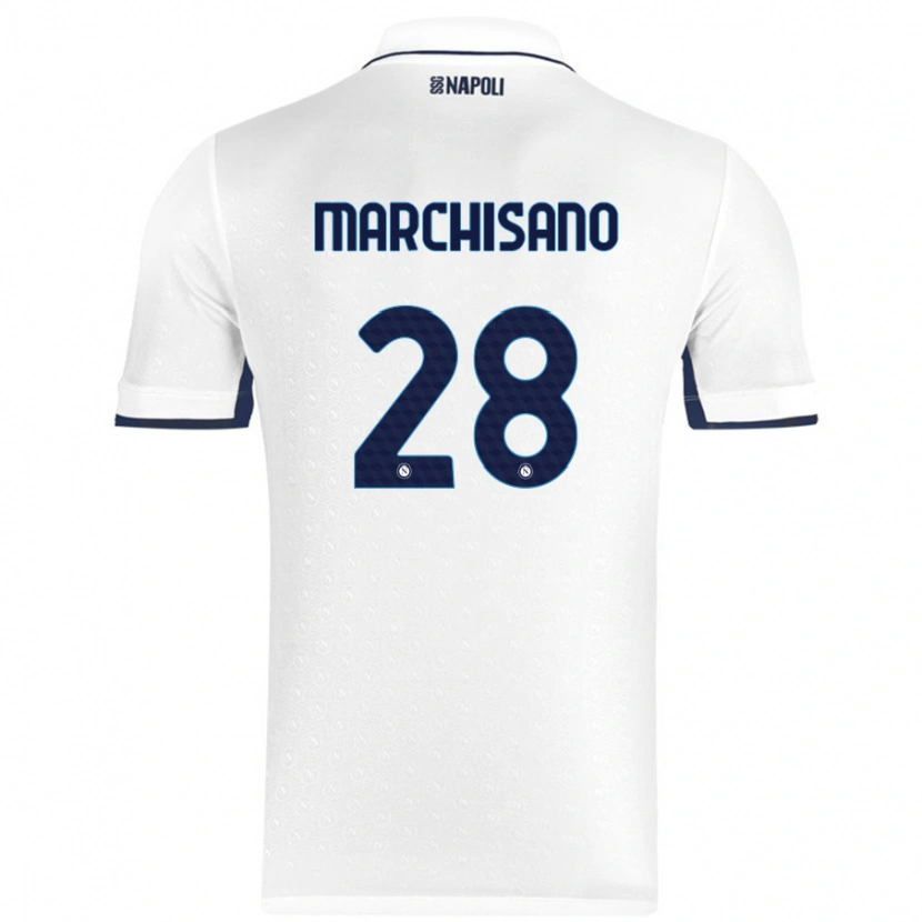 Danxen Mann Matteo Marchisano #28 Hvit Kongeblå Bortetrøye Drakt Trøye 2024/25 Skjorter T-Skjorte