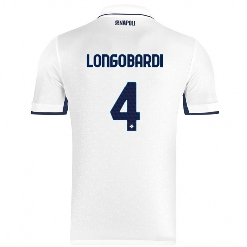 Danxen Mann Salvatore Longobardi #4 Hvit Kongeblå Bortetrøye Drakt Trøye 2024/25 Skjorter T-Skjorte