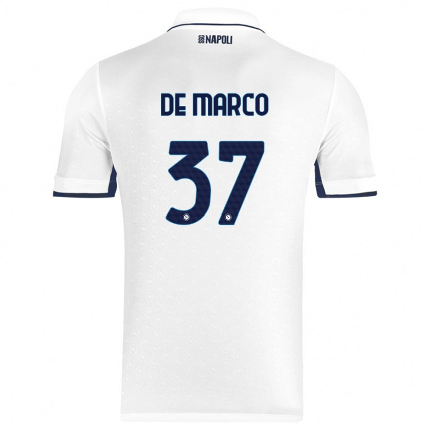 Danxen Mann Francesco De Marco #37 Hvit Kongeblå Bortetrøye Drakt Trøye 2024/25 Skjorter T-Skjorte