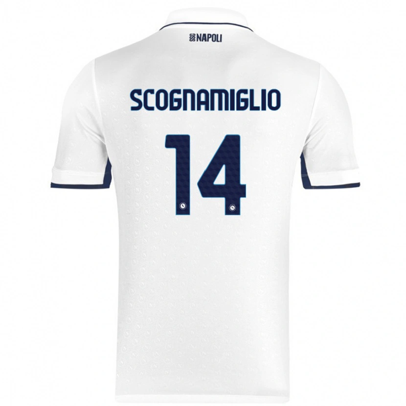 Danxen Mann Fabio Scognamiglio #14 Hvit Kongeblå Bortetrøye Drakt Trøye 2024/25 Skjorter T-Skjorte