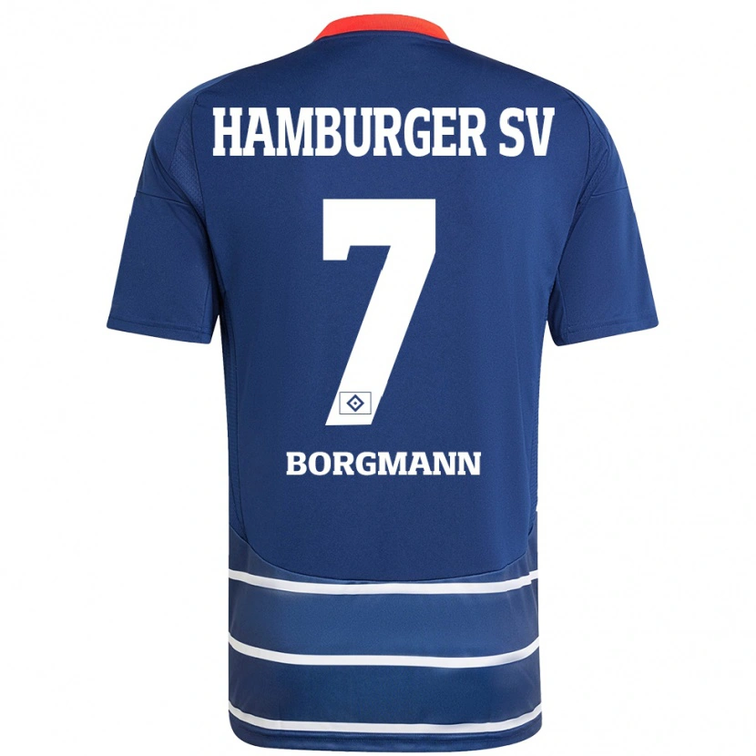 Danxen Mann Marcus Borgmann #7 Mørkeblått Bortetrøye Drakt Trøye 2024/25 Skjorter T-Skjorte