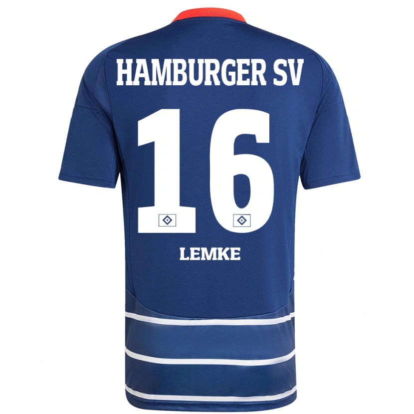 Danxen Mann Louis Lemke #16 Mørkeblått Bortetrøye Drakt Trøye 2024/25 Skjorter T-Skjorte